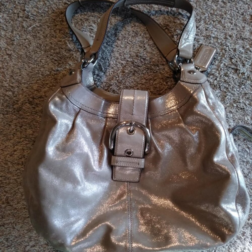 Coach Soho Lynn Champagne Metallic Hobo Shoulder bag